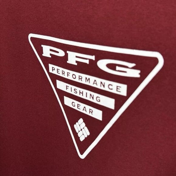 Columbia Men's Fleece Pullover Hoodie Size 2XL Tall Wine/Burgundy PFG Logo Front - Picture 3 of 7